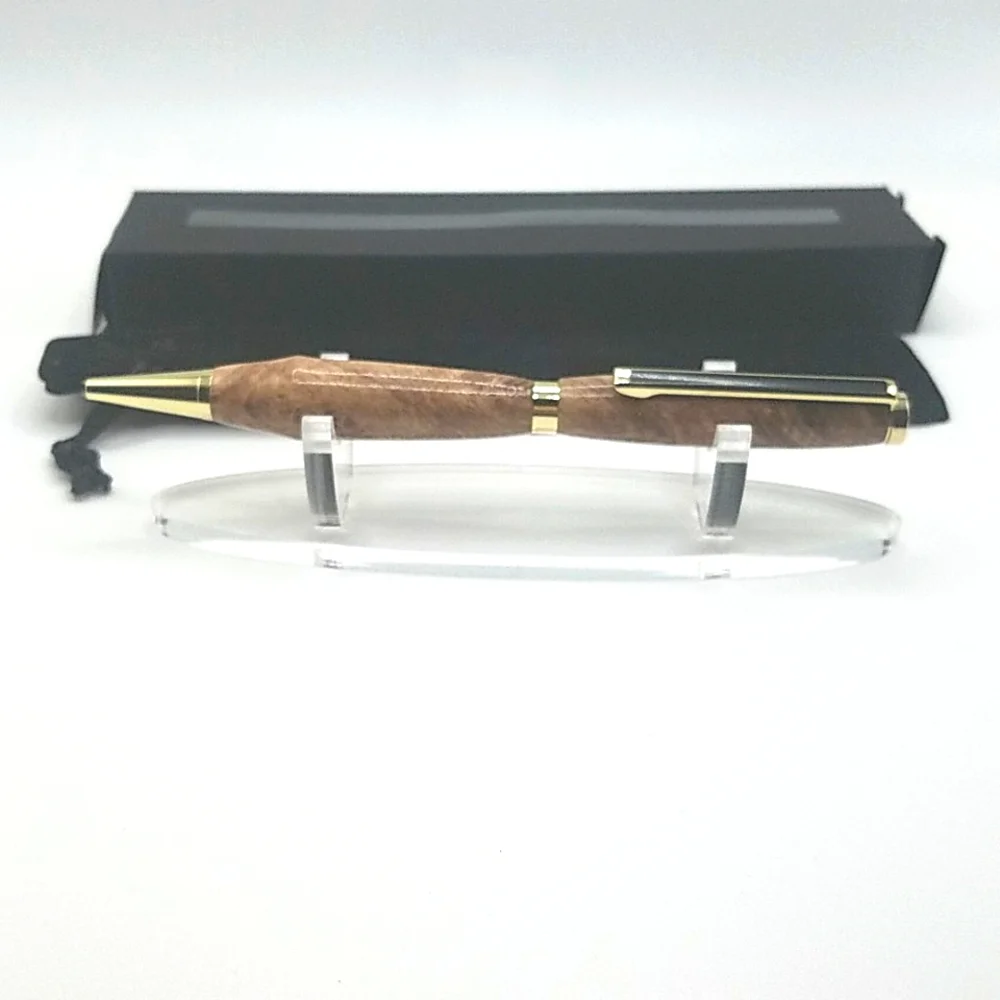 Exotic Zebrawood Twist Pen with Gold Accents Artisan Crafted